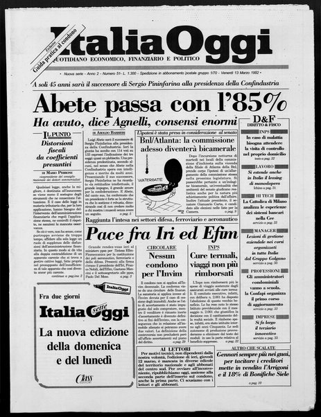 Italia oggi : quotidiano di economia finanza e politica